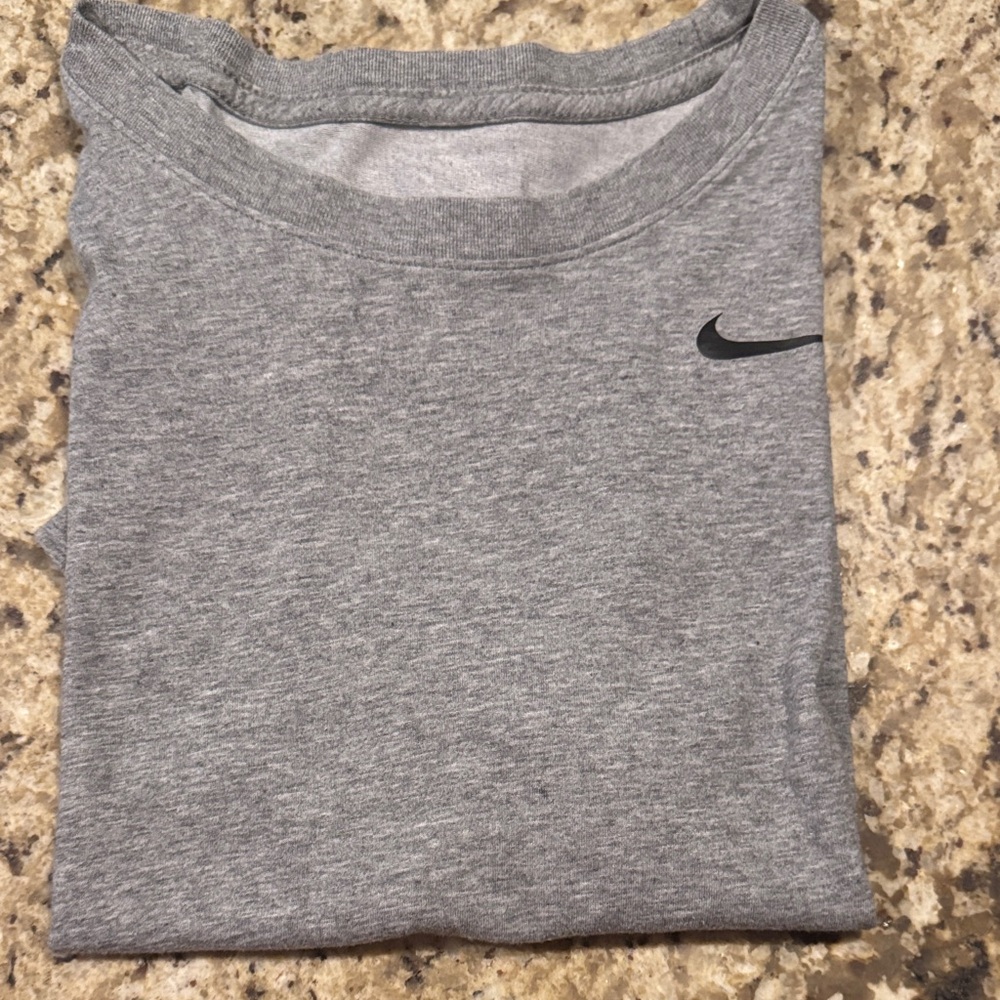 Nike Heather Gray Tee with Black Swoosh